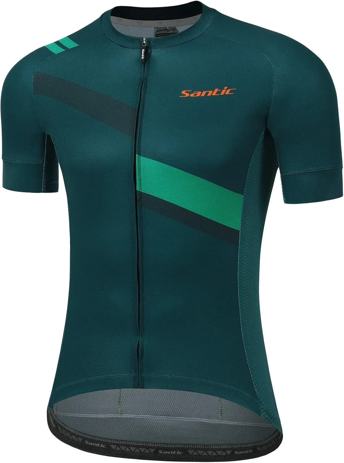 Santic Men's Cycling Jersey Shorts Sleeve Tops Pro Road Bike Bicycle Shirt Full Zip UPF 50  MTB Jersey with Pockets