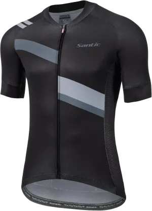 Santic Men's Cycling Jersey Shorts Sleeve Tops Pro Road Bike Bicycle Shirt Full Zip UPF 50  MTB Jersey with Pockets