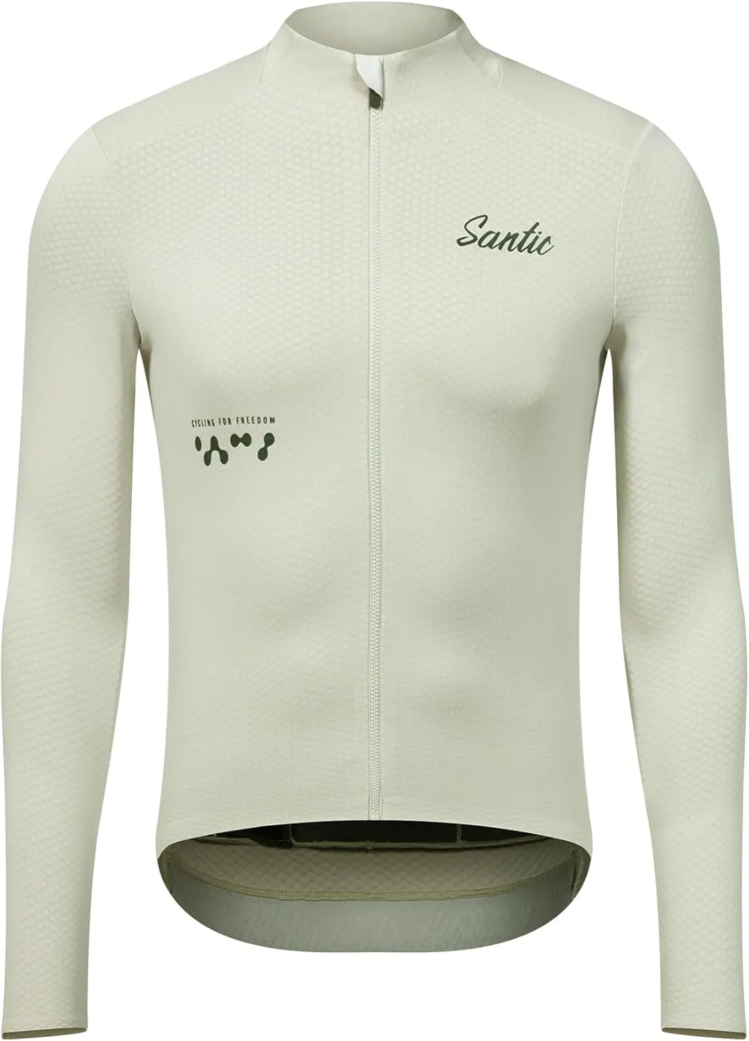 Santic Men's Cycling Jersey Winter Thermal Pro Long Sleeve Fleece Cycling Jacket with 3 Pockets