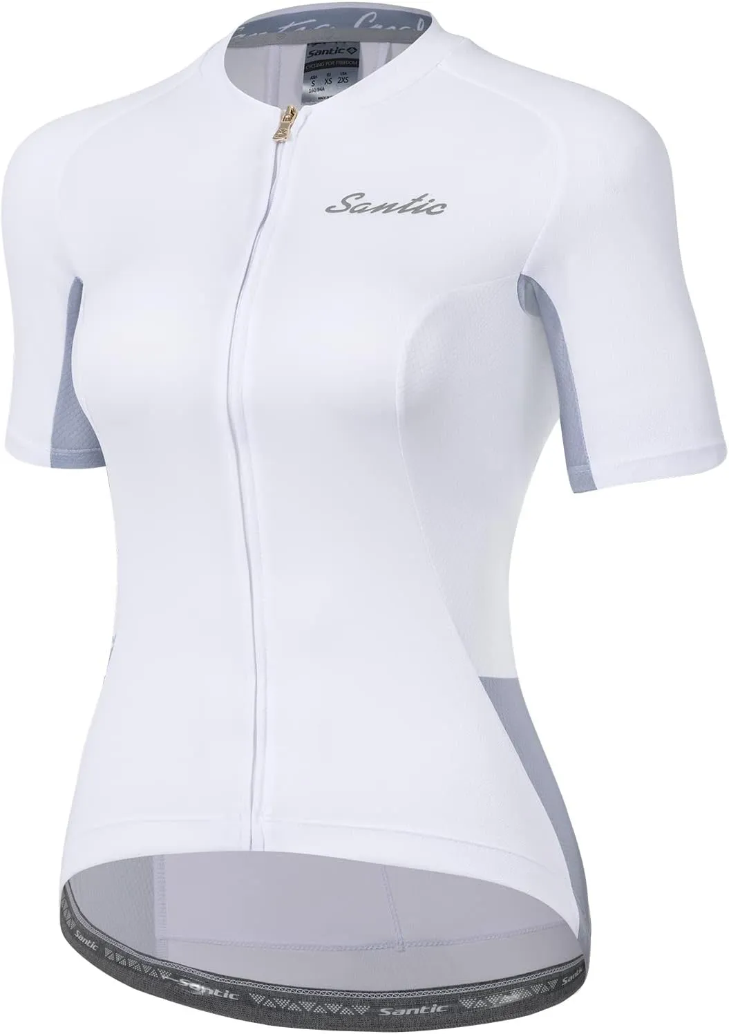 Santic Women's Cycling Jersey Short Sleeve Biking Shirt Full Zip Tops with 3 Pockets Breathable Quick Dry