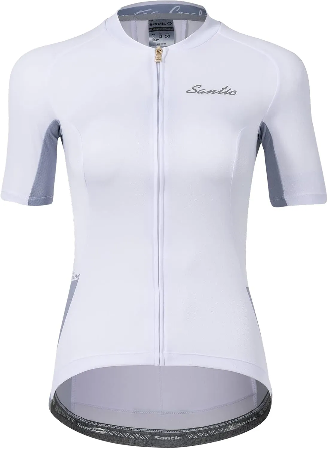 Santic Women's Cycling Jersey Short Sleeve Biking Shirt Full Zip Tops with 3 Pockets Breathable Quick Dry