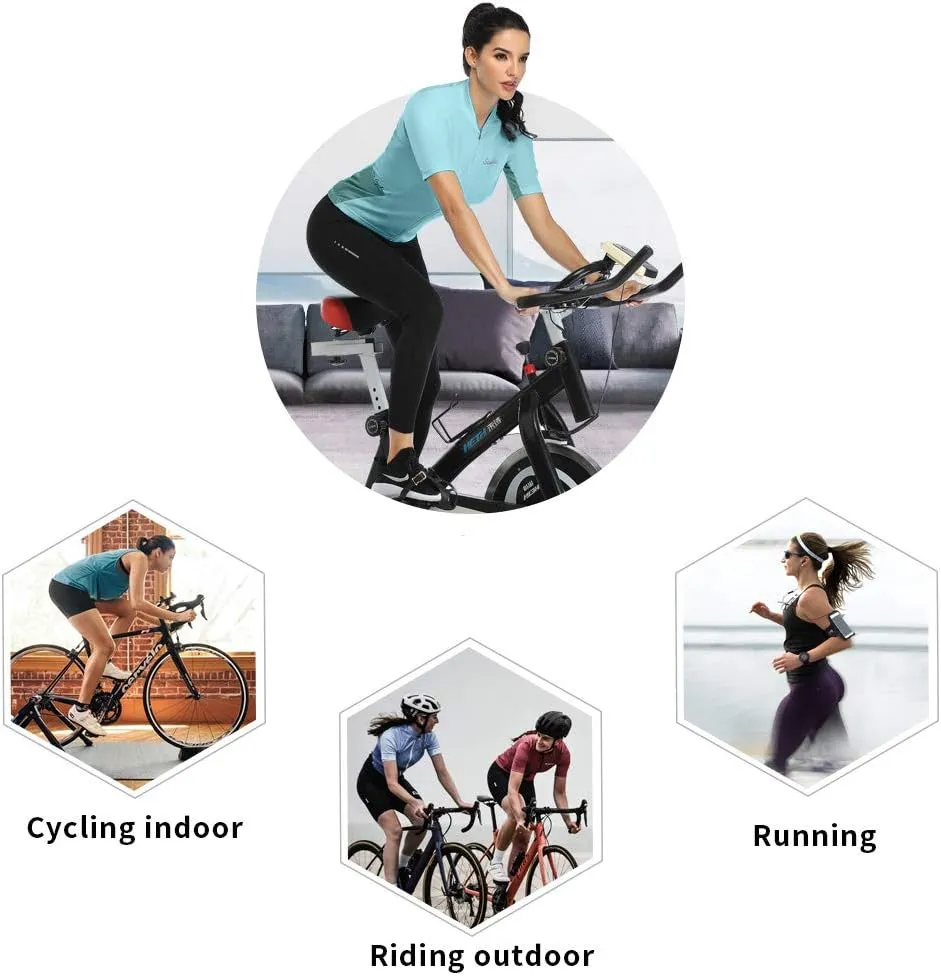 Santic Women's Cycling Jersey Short Sleeve Biking Shirt Full Zip Tops with 3 Pockets Breathable Quick Dry