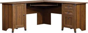 Sauder Carson Forge Corner Computer, Rustic Vintage L-Shaped Desk, L: 66.14" x W: 66.14" x H: 29.88", Washington Cherry