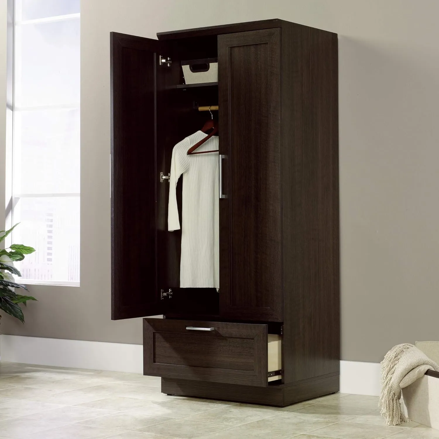 Sauder HomePlus Wardrobe/Pantry cabinets, L: 28.98" x W: 20.95" x H: 71.18", Dakota Oak