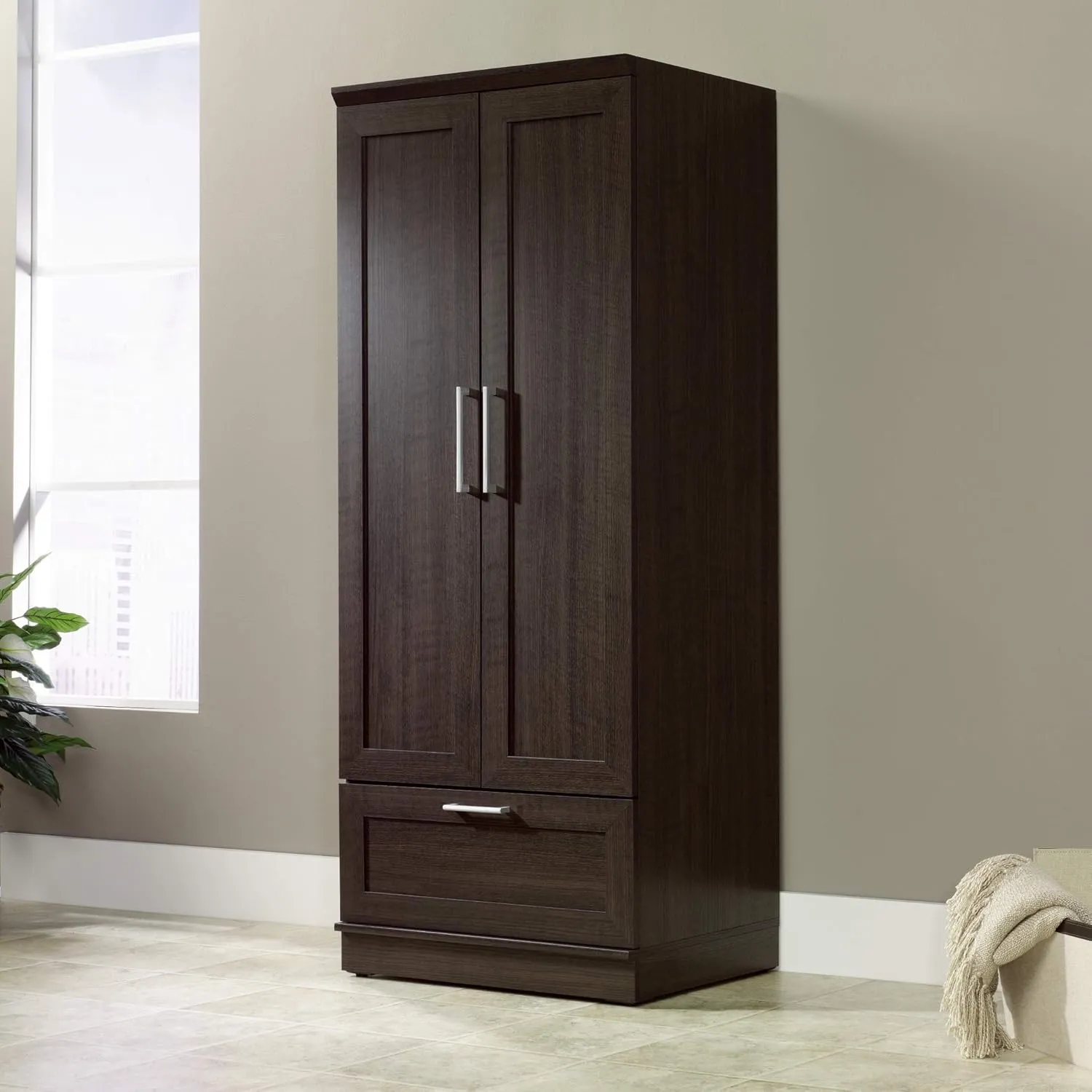 Sauder HomePlus Wardrobe/Pantry cabinets, L: 28.98" x W: 20.95" x H: 71.18", Dakota Oak