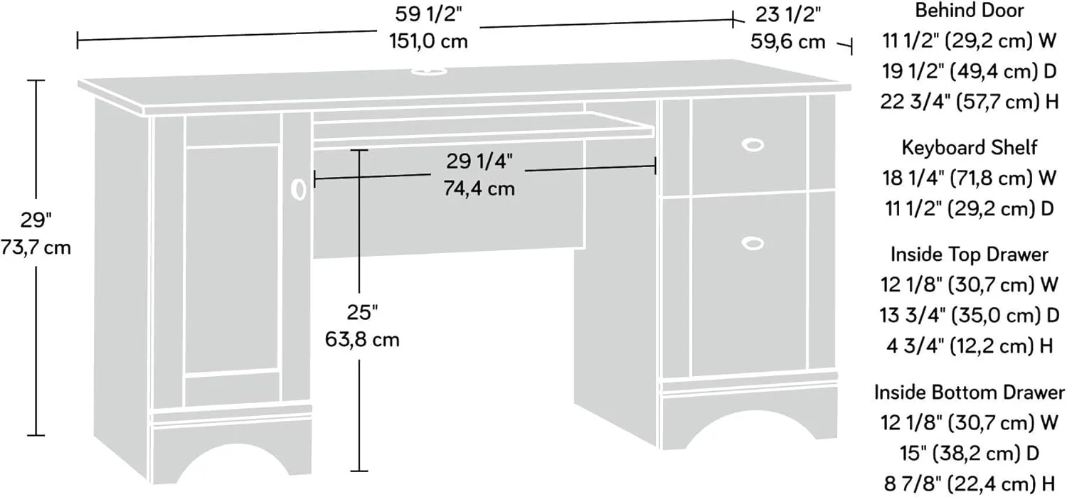 Sauder Miscellaneous Office Computer Desk, L: 59.45" x W: 23.47" x H: 29.02", Brushed Maple
