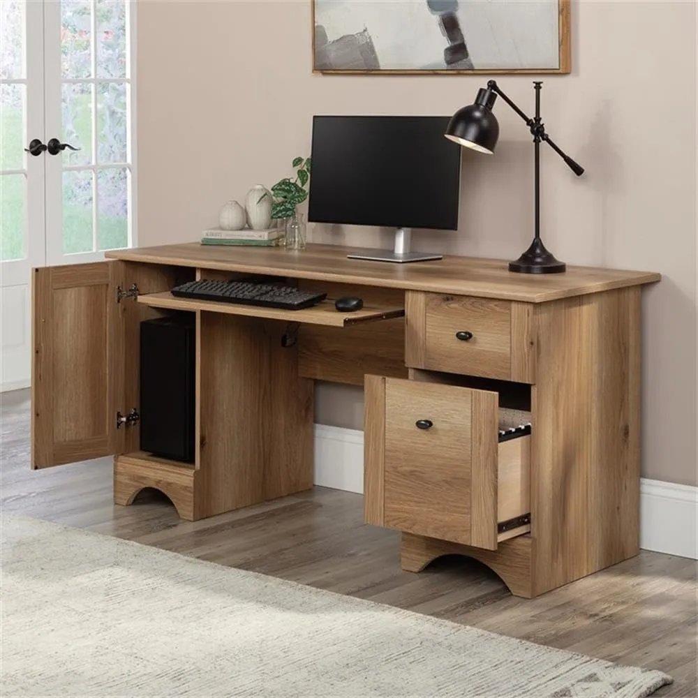 Sauder Miscellaneous Office Computer Desk with Drawers, Timber Oak Finish