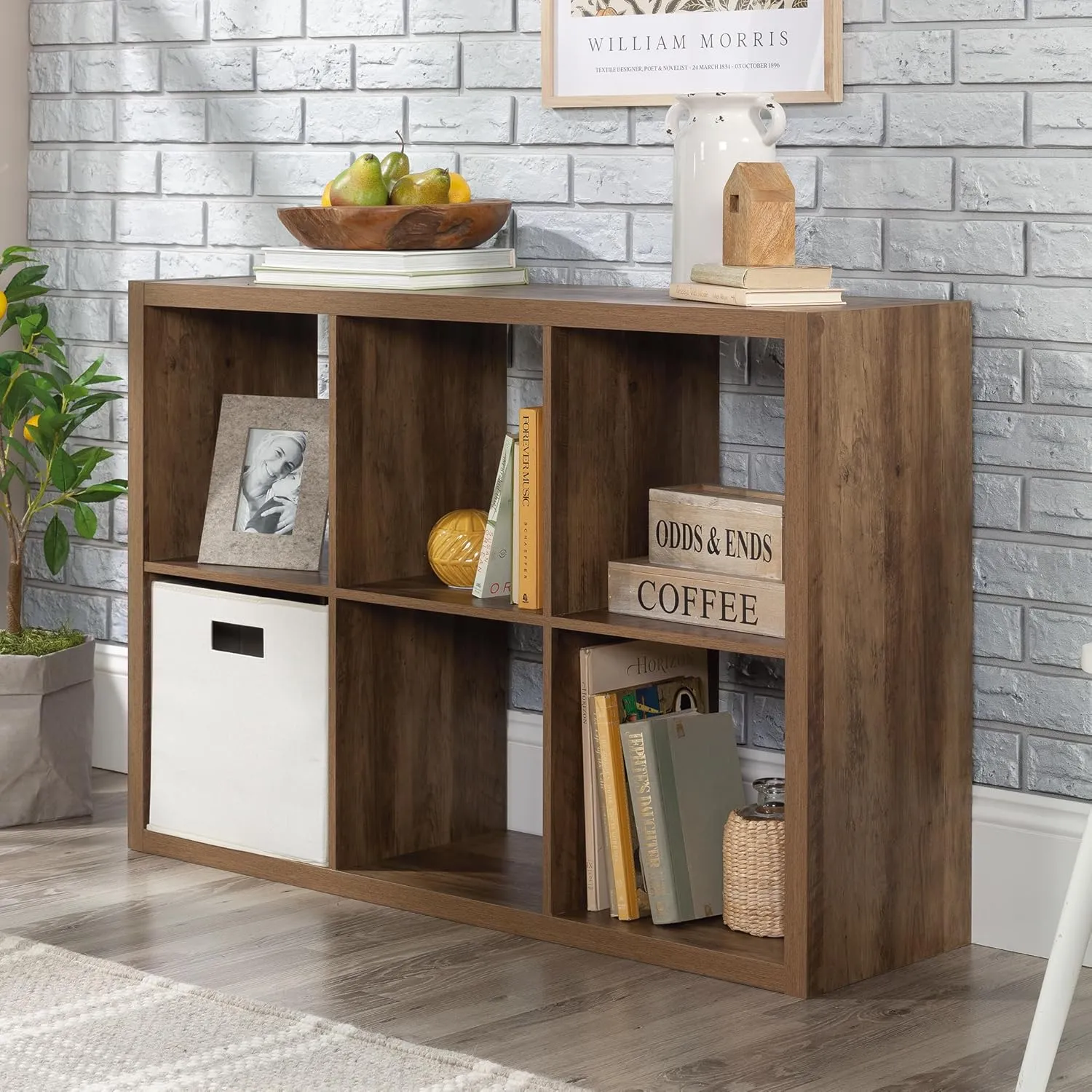 Sauder Miscellaneous Storage 6-Cube Organizer Storage Bookcase/Pantry cabinets, Rural Pine Finish
