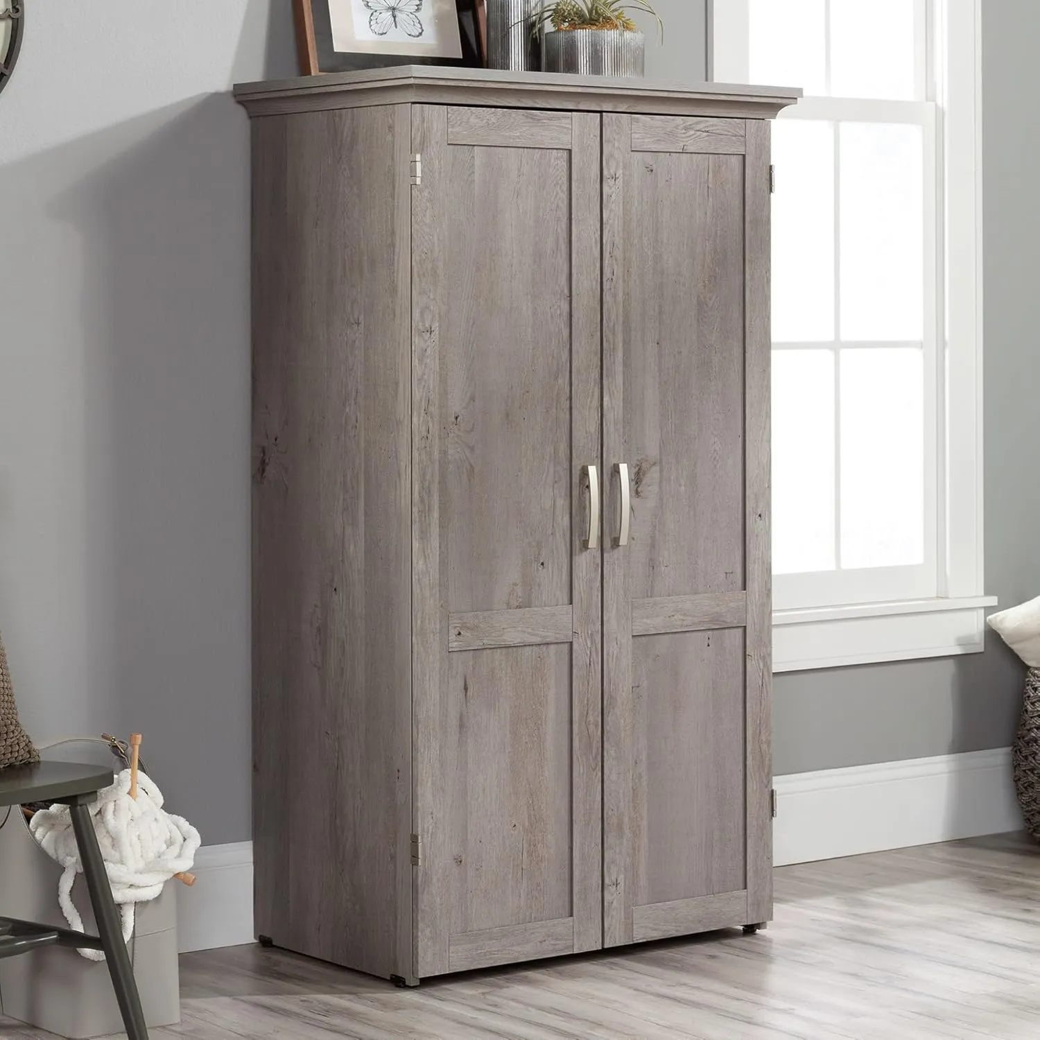 Sauder Miscellaneous Storage Craft & Sewing Armoire, L: 35.112" x W: 21.81" x H: 61.58", Mystic Oak