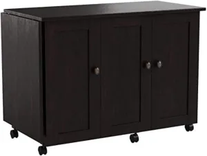 Sauder Miscellaneous Storage Easy Rolling Sewing and Craft Table/Cart/ Pantry cabinets, Cinnamon Cherry finish