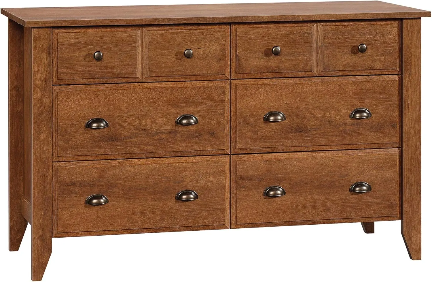Sauder Shoal Creek 6 Bedroom Dresser Chest of Drawers, L: 60.0" x W: 16.73" x H: 35.04, Oiled Oak