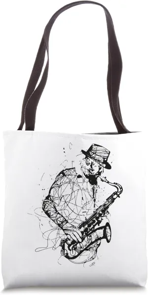 Saxophone Player Sketch Woodwind Instrument Tote Bag