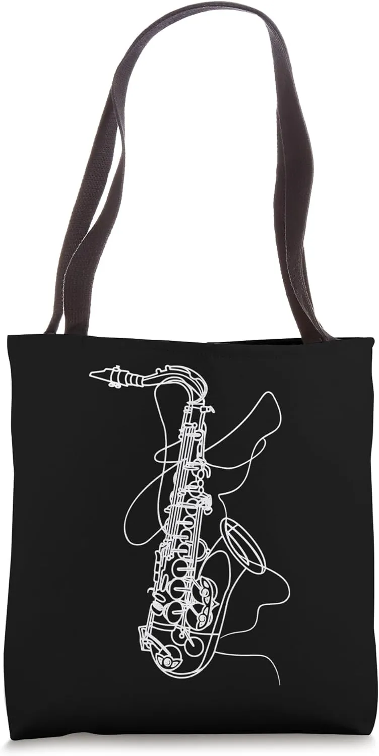 Saxophone Sketch Woodwind Instrument Tote Bag