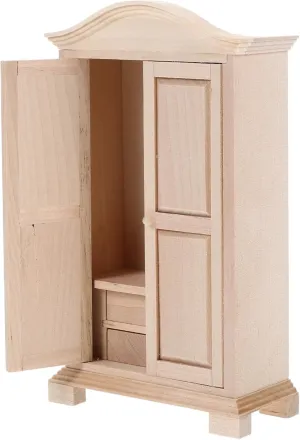 Scale Decorative Mini Cabinet for Dollhouse Scenes Natural Finish Lightweight and Realistic Design