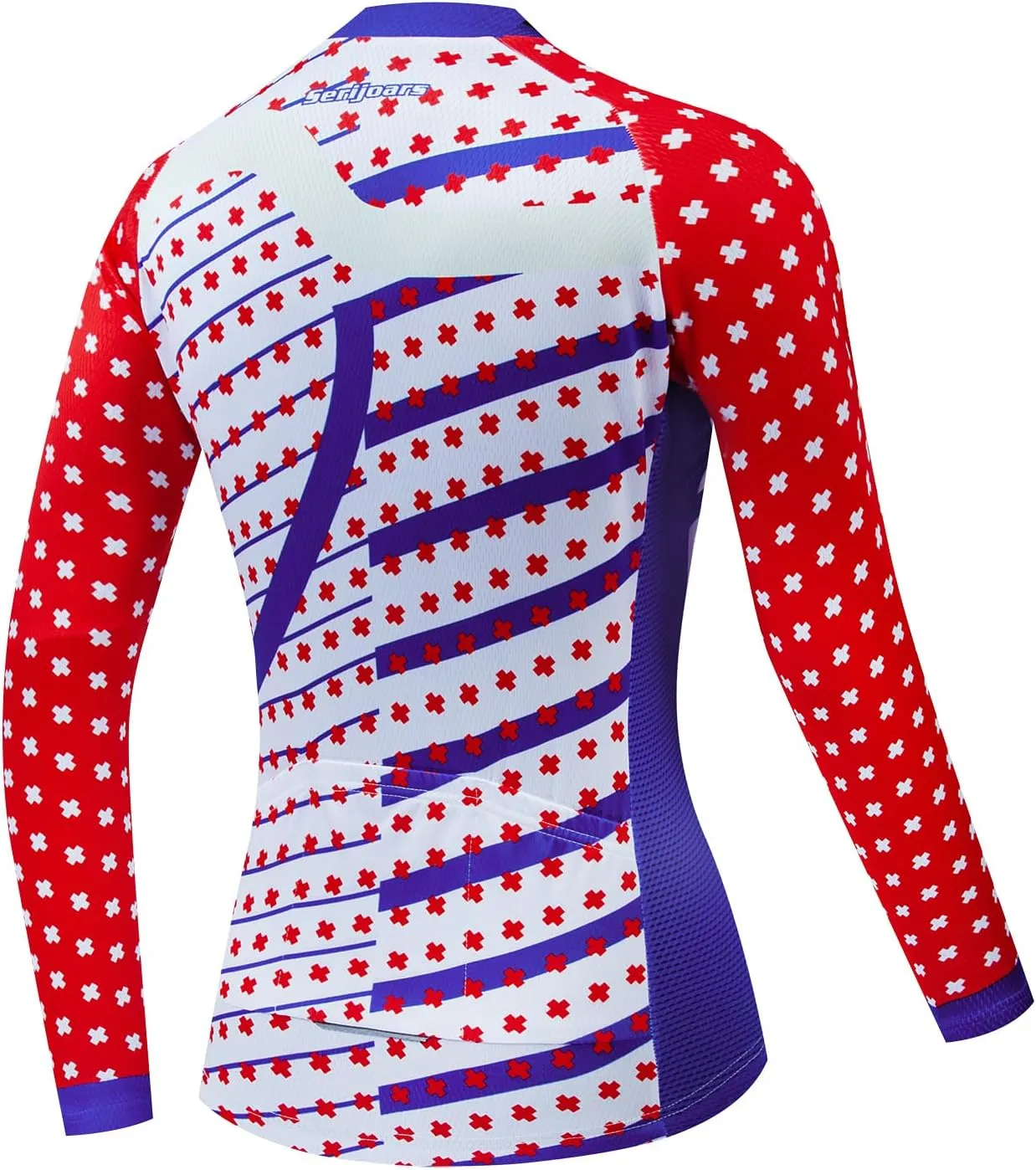 Serijoars Women's Long Sleeve Cycling Jersey MTB Shirts Quick Dry Bike Tops with Reflective Strip