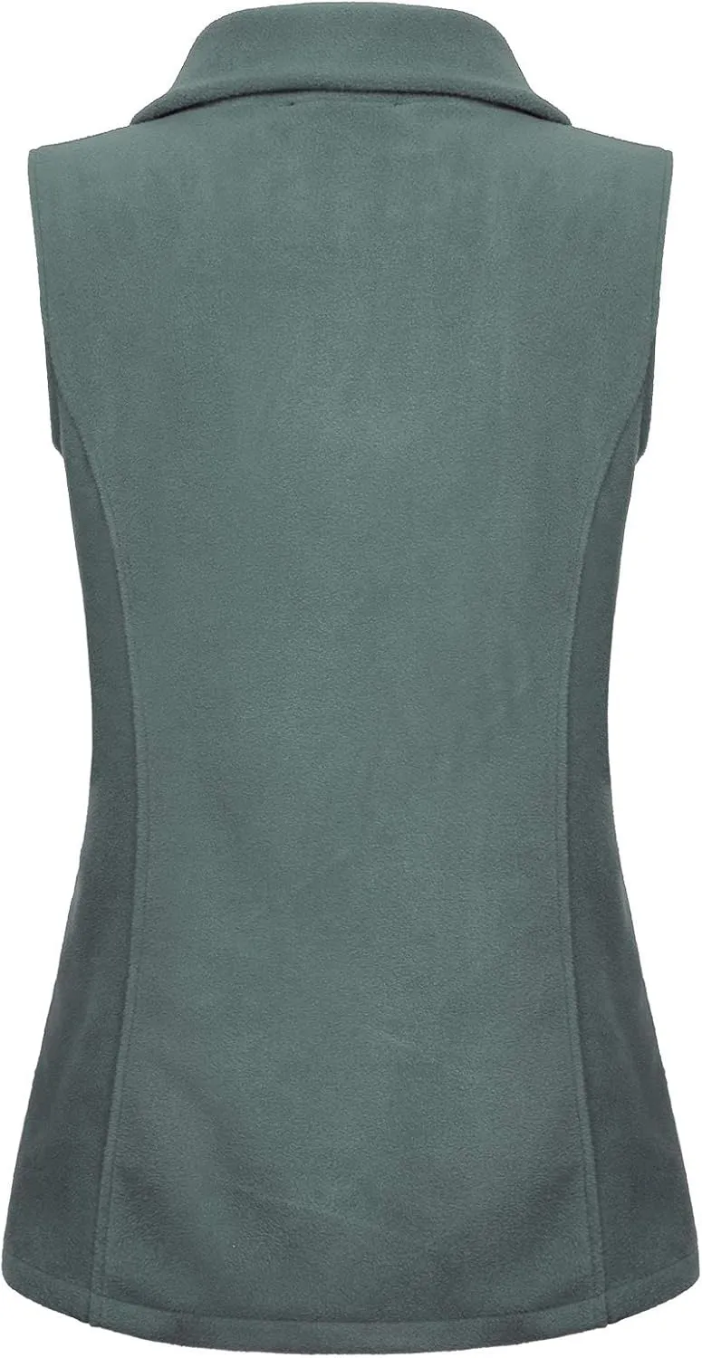 SeSe Code Women's Casual Zip Up Front Lightweight Fleece Vest with Pockets