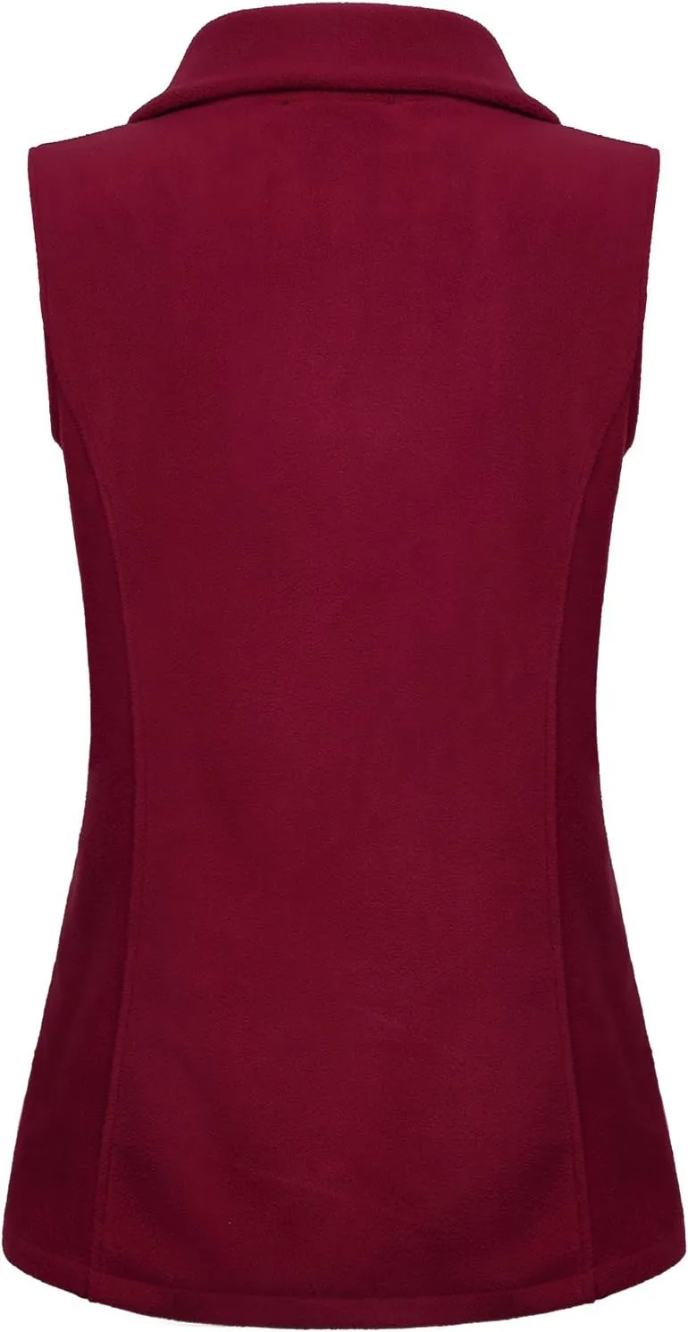 SeSe Code Women's Casual Zip Up Front Lightweight Fleece Vest with Pockets