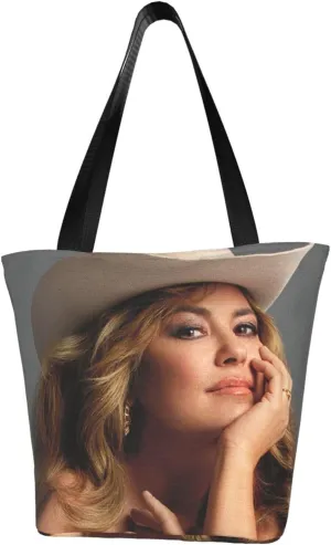 Shania Music Twain Reusable Grocery Bag for Kitchen Shopping Bags Tote Bags with Zipper for Women Convenient Daily Handbag Storage Shoulder Bag for Picnic