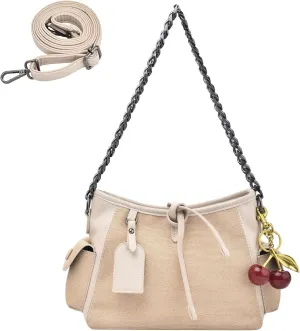 Shoulder Bags Purses for Women, Hobo Tote Crossbody Bag Wallet Women with 2 Removable Strap 1 Cherry Keychain