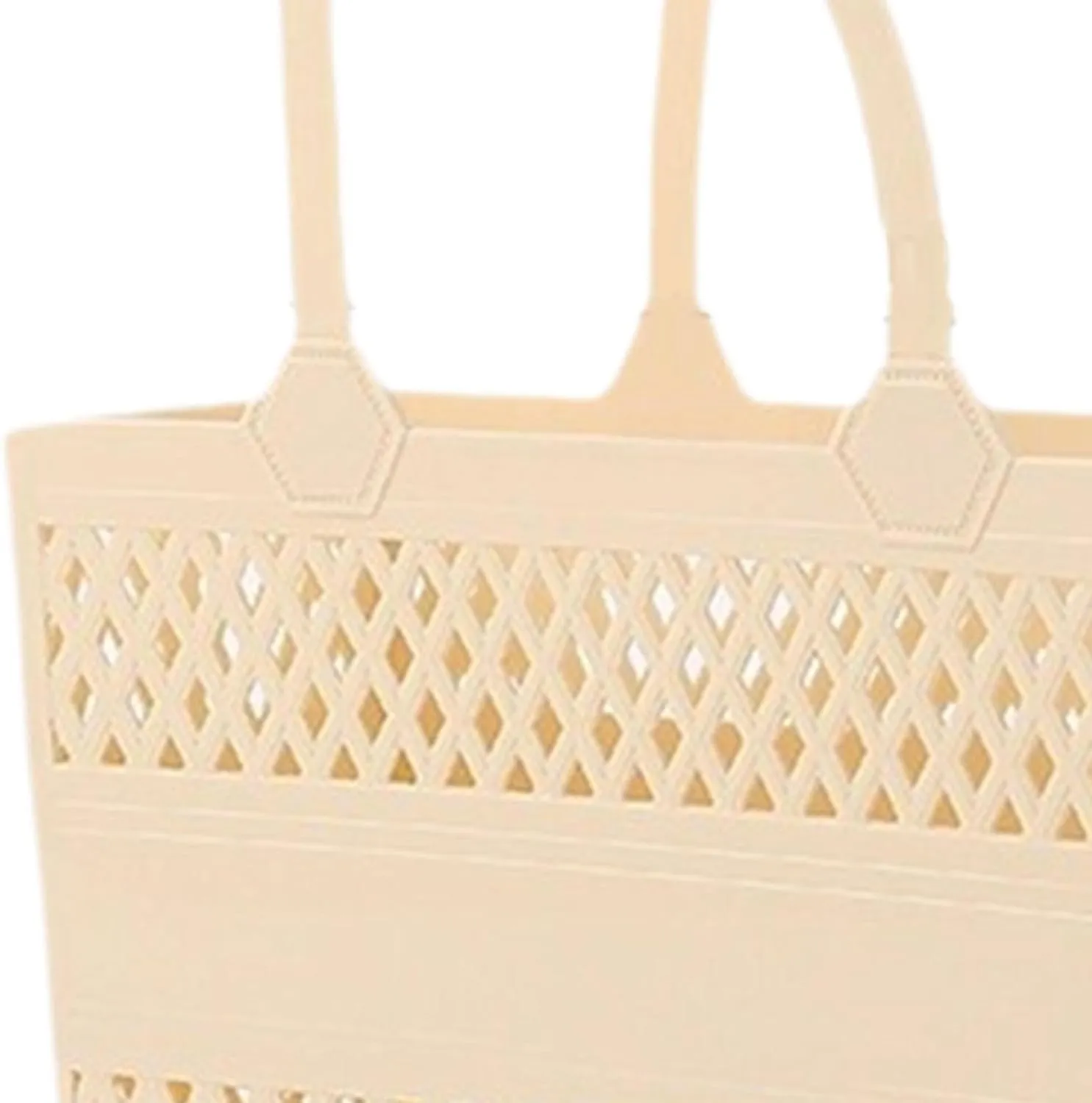 Shower Caddy Basket Bath Basket with Handles Drainage Portable Box Household Storage Basket for Camp Beach Handbag Pantry Gym, Beige, 29cmx12cmx20cm