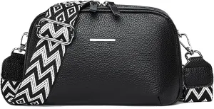 Simple Fashion Real Genuine Leather Crossbody Bag For Women Shoulder Bags with Geometric Pattern Strap For Women