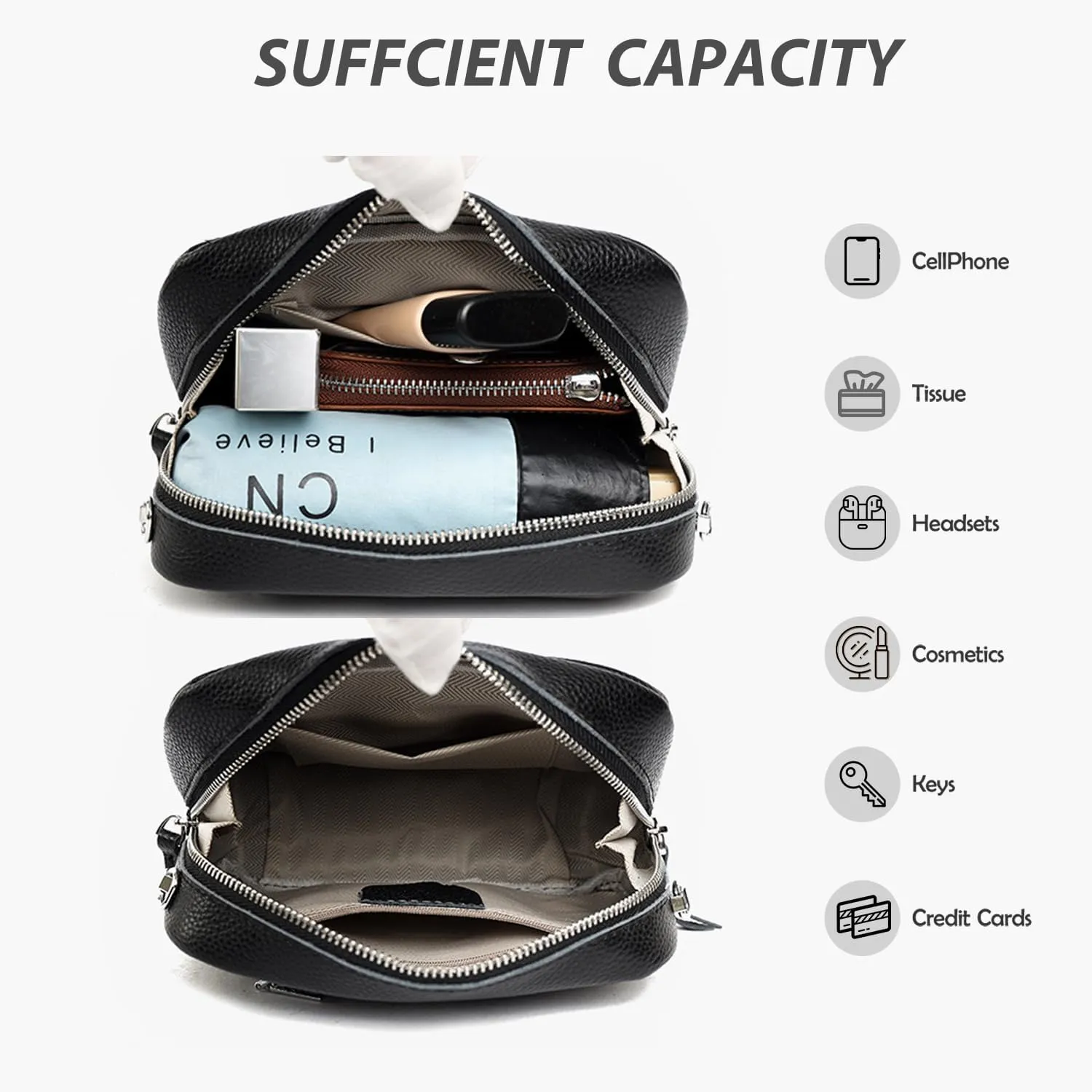 Simple Fashion Real Genuine Leather Crossbody Bag For Women Shoulder Bags with Geometric Pattern Strap For Women