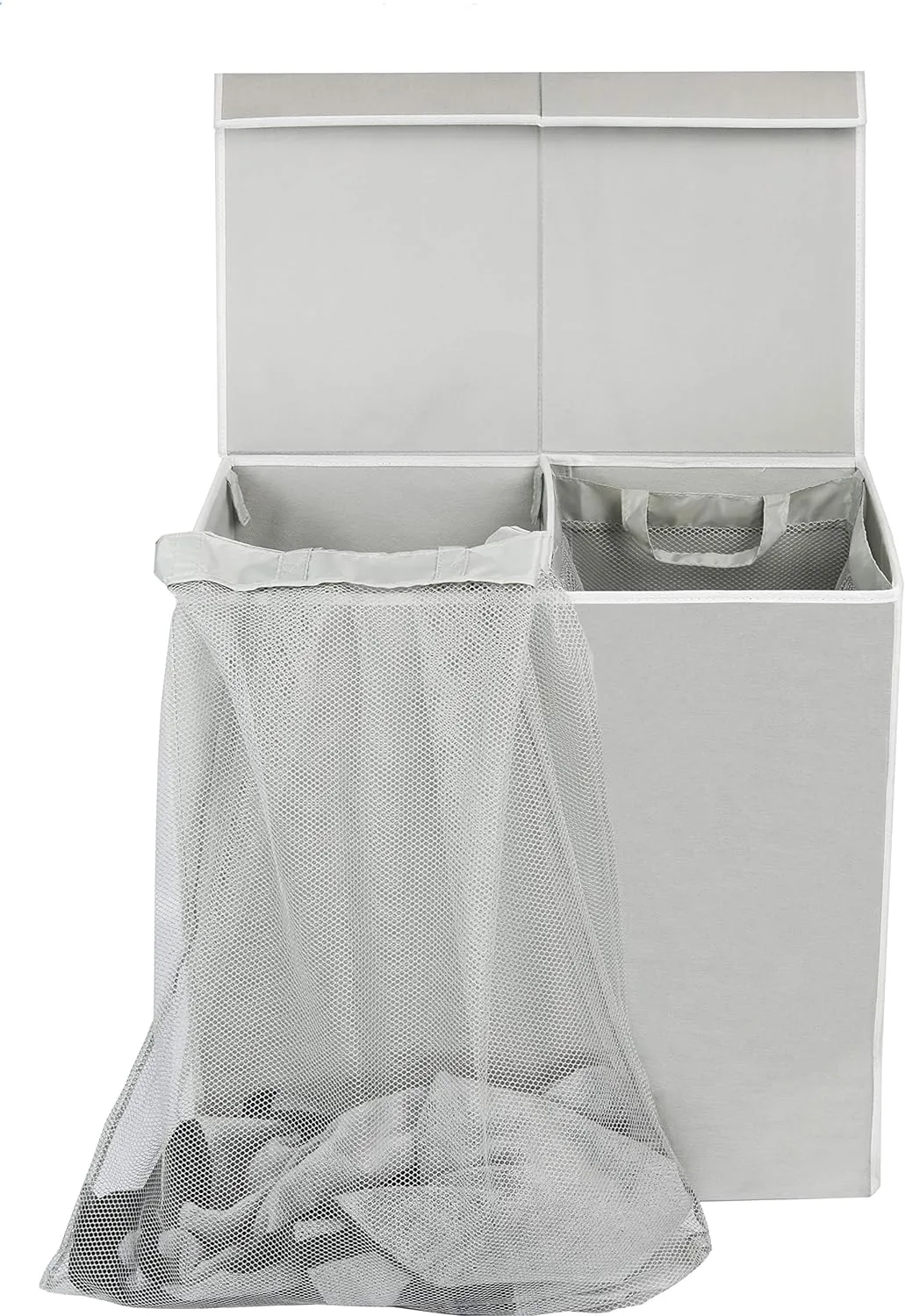 Simple Houseware Double Laundry Hamper with Lid and Removable Bags, Grey
