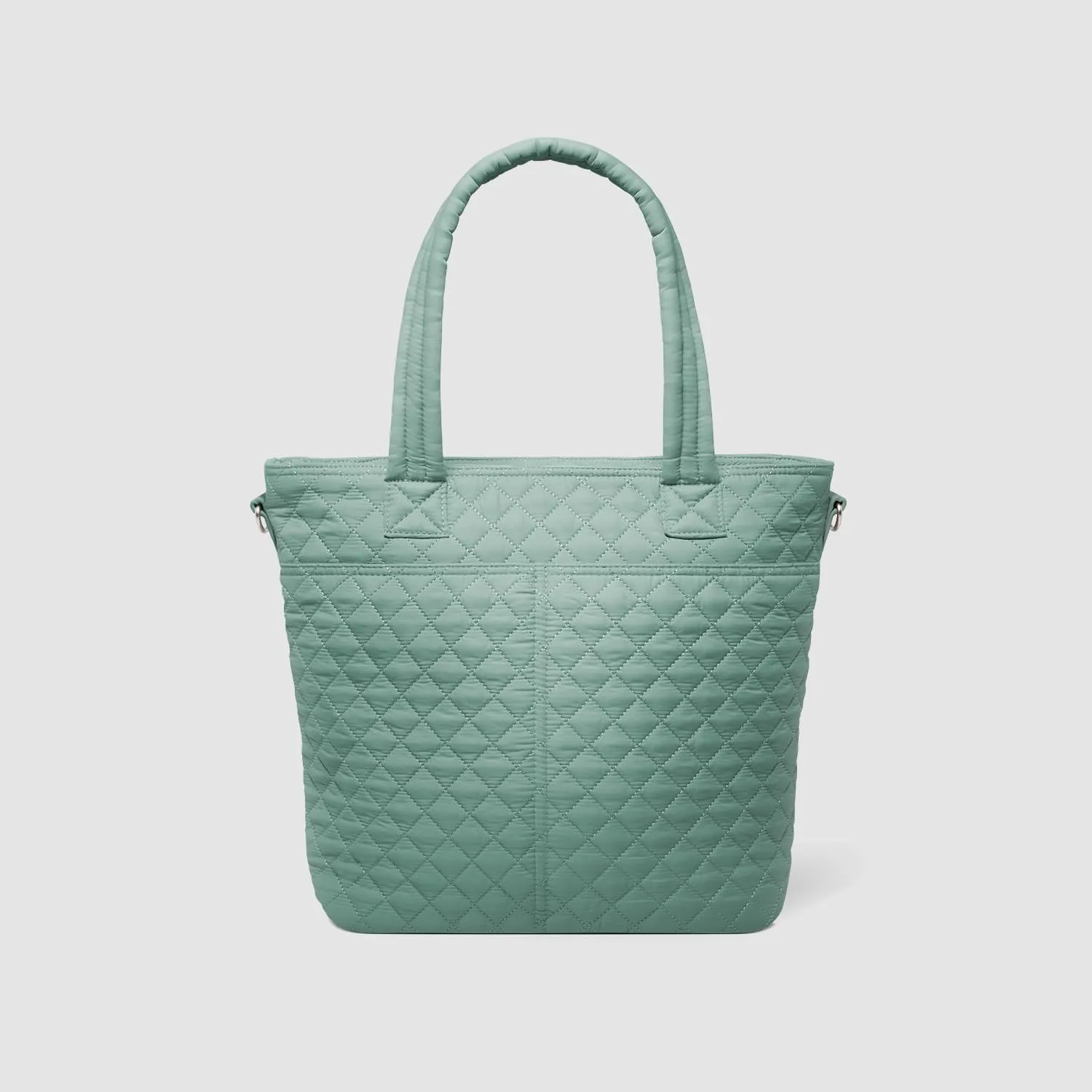 Simple Modern Quilted Tote Bag for Women | Medium Size w/Compartments & Laptop Sleeve | Adjustable Strap | Zipper Top