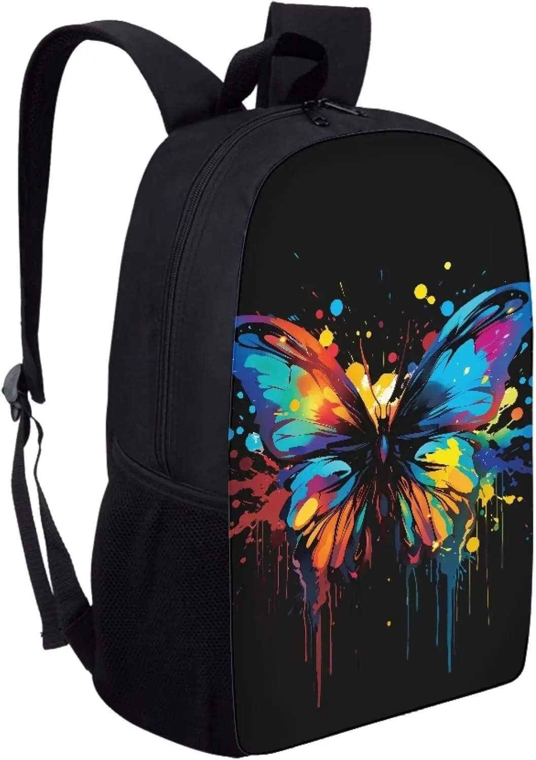 Simple School Bag for Kids Colorful Butterfly Backpack for Student Cute Print Large Capacity Bookbag with Adjustable Shoulder Straps Lightweight Sturdy Backpack for Boys Girls