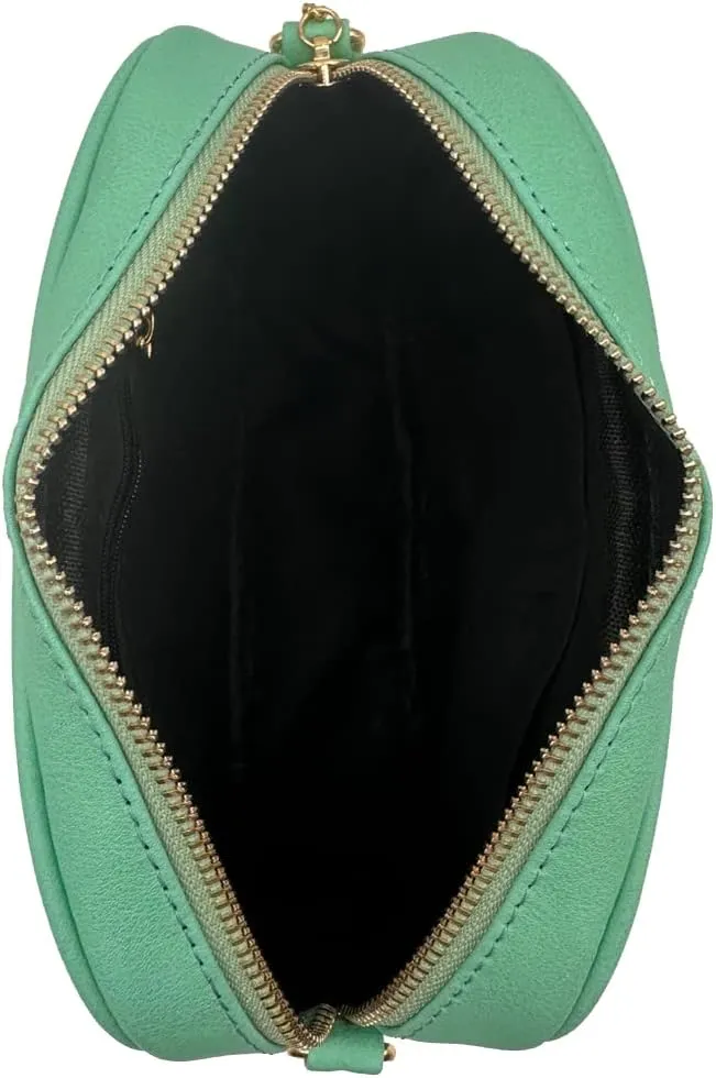 Simple Shoulder Crossbody Bag With Metal Chain Strap And Tassel Top Zipper