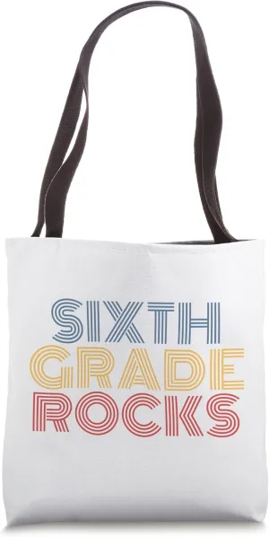 Sixth Grade Rocks 6th Grade Rocks Teacher Student retro Tote Bag