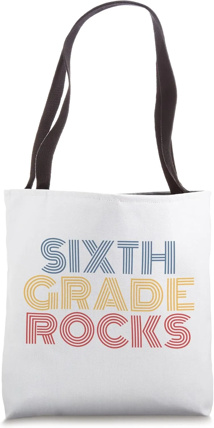 Sixth Grade Rocks 6th Grade Rocks Teacher Student retro Tote Bag