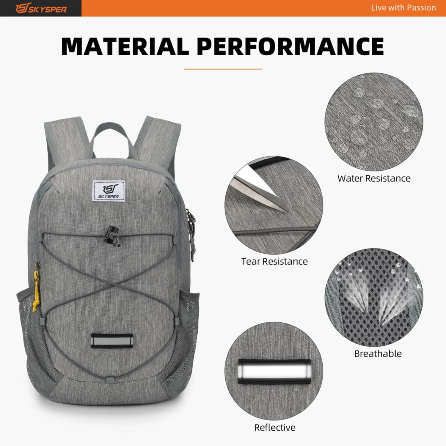 SKYSPER Small Hiking Backpack -12L Lightweight Packable Daypack for Travel Foldable Tear Resistant Backpacks for Women Men