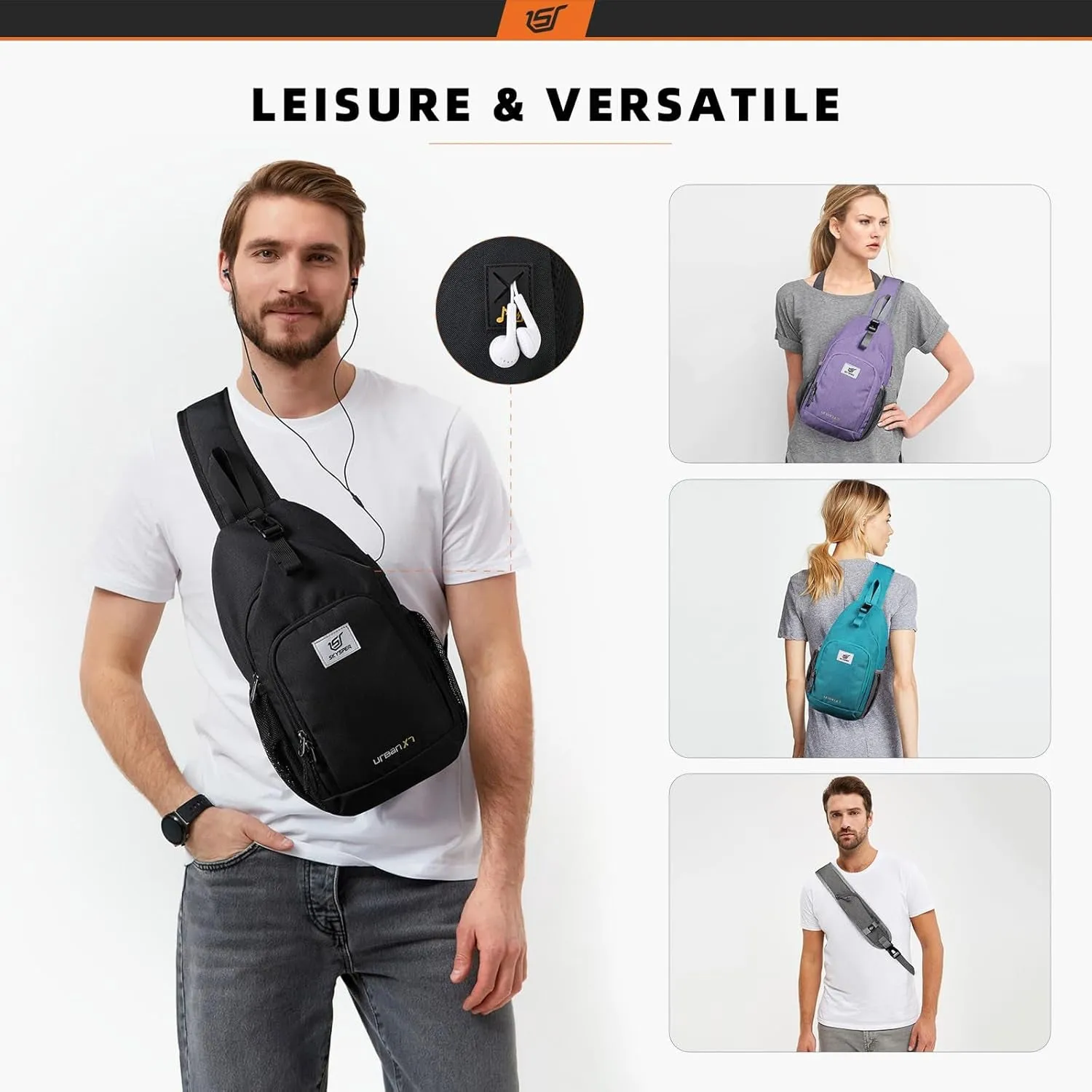 Sling Bag RFID Crossbody Sling Backpack Cross Body Shoulder Bag Travel Hiking Daypack for Women Men