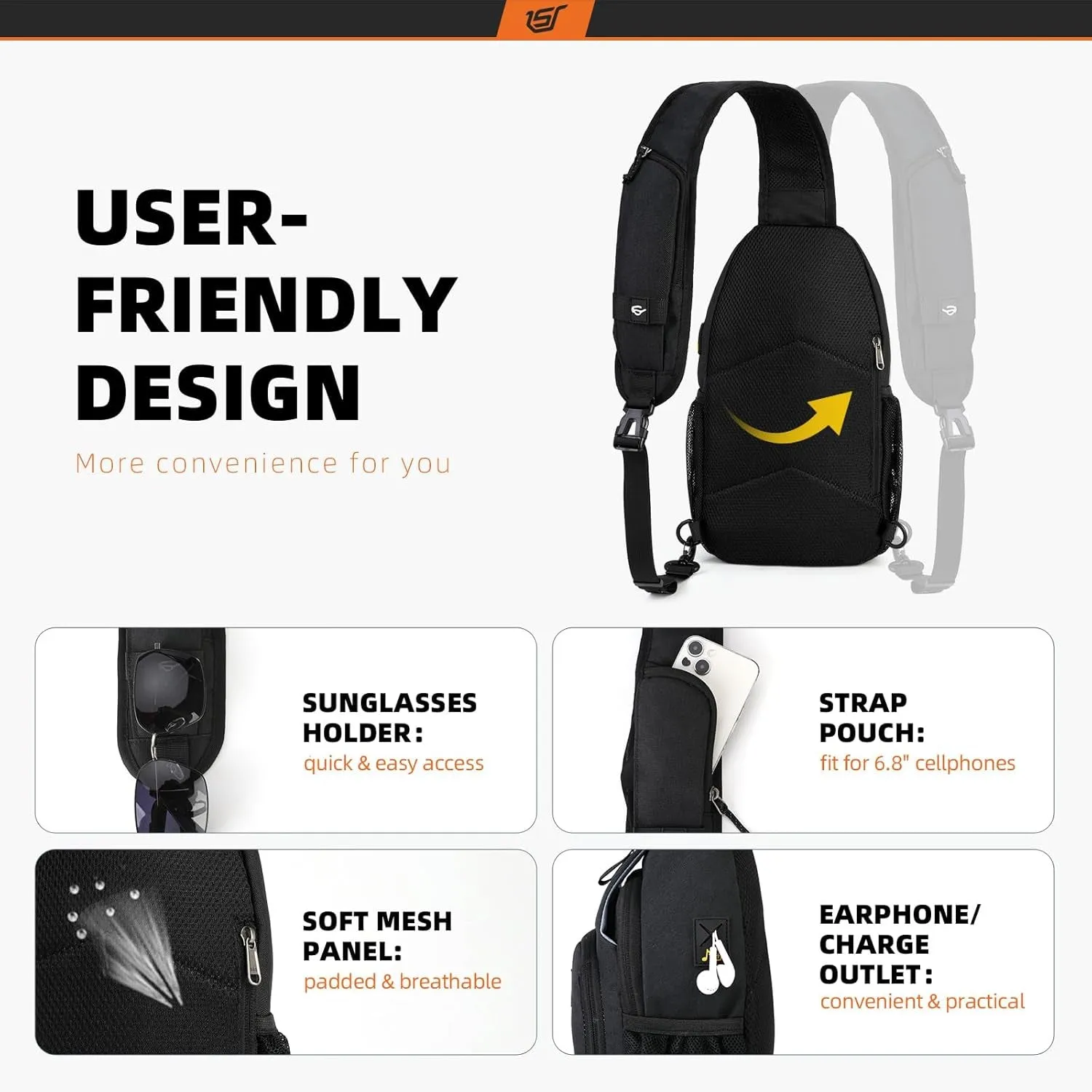 Sling Bag RFID Crossbody Sling Backpack Cross Body Shoulder Bag Travel Hiking Daypack for Women Men