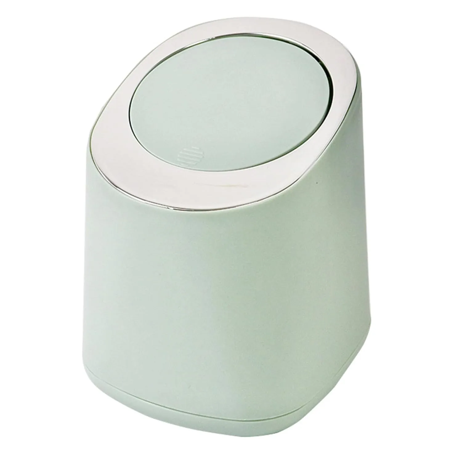 Small Garbage Can, Desktop Trash Can with Lid Mini Trash Can Minimalist Design Plastic Waste Can Pressing Table Round Wastebasket for Office Kitchens Bedrooms Dorms (Light Green)