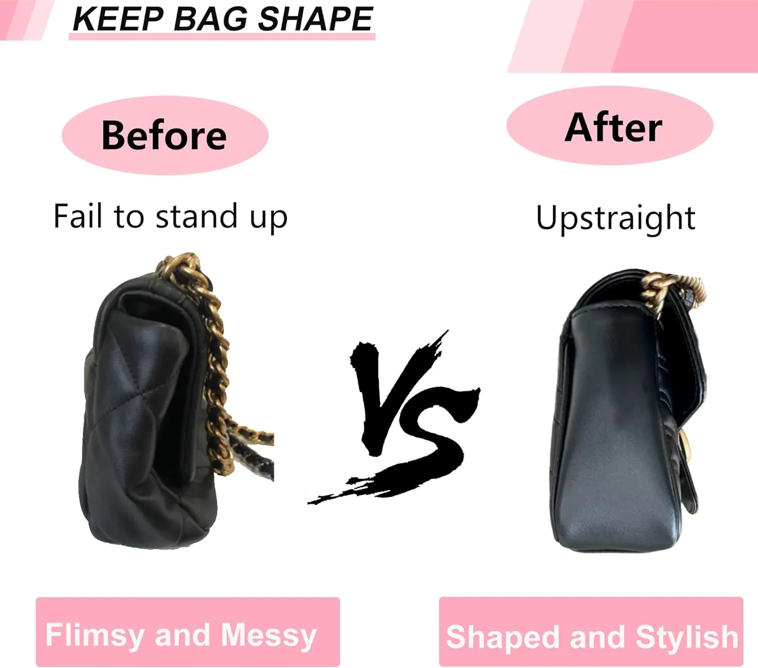 Small Purse Organizer Insert for GG Marmont Small Matelasse Shoulder Bags and More, Felt Handbag Organizer Tote Liner Pouch for Women Inner Bladder Bag Storage Bag(S, Black)