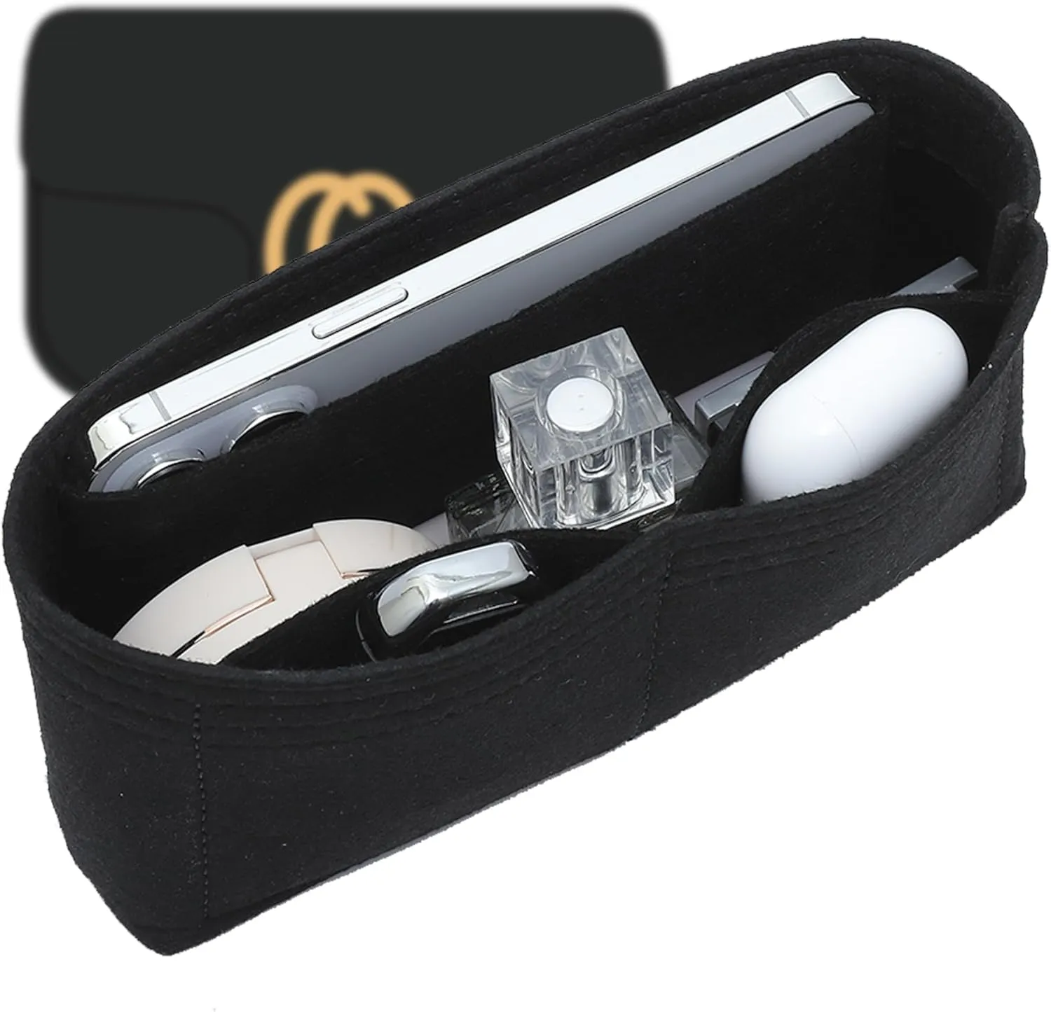 Small Purse Organizer Insert for GG Marmont Small Matelasse Shoulder Bags and More, Felt Handbag Organizer Tote Liner Pouch for Women Inner Bladder Bag Storage Bag(S, Black)