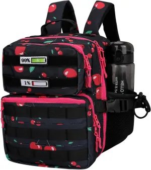 Small Tactical Backpack for Men Women Gym Hiking Camping Travel Sport 15L Mini MOLLE Tactical Daypack Rucksack with Patches (Cherry)
