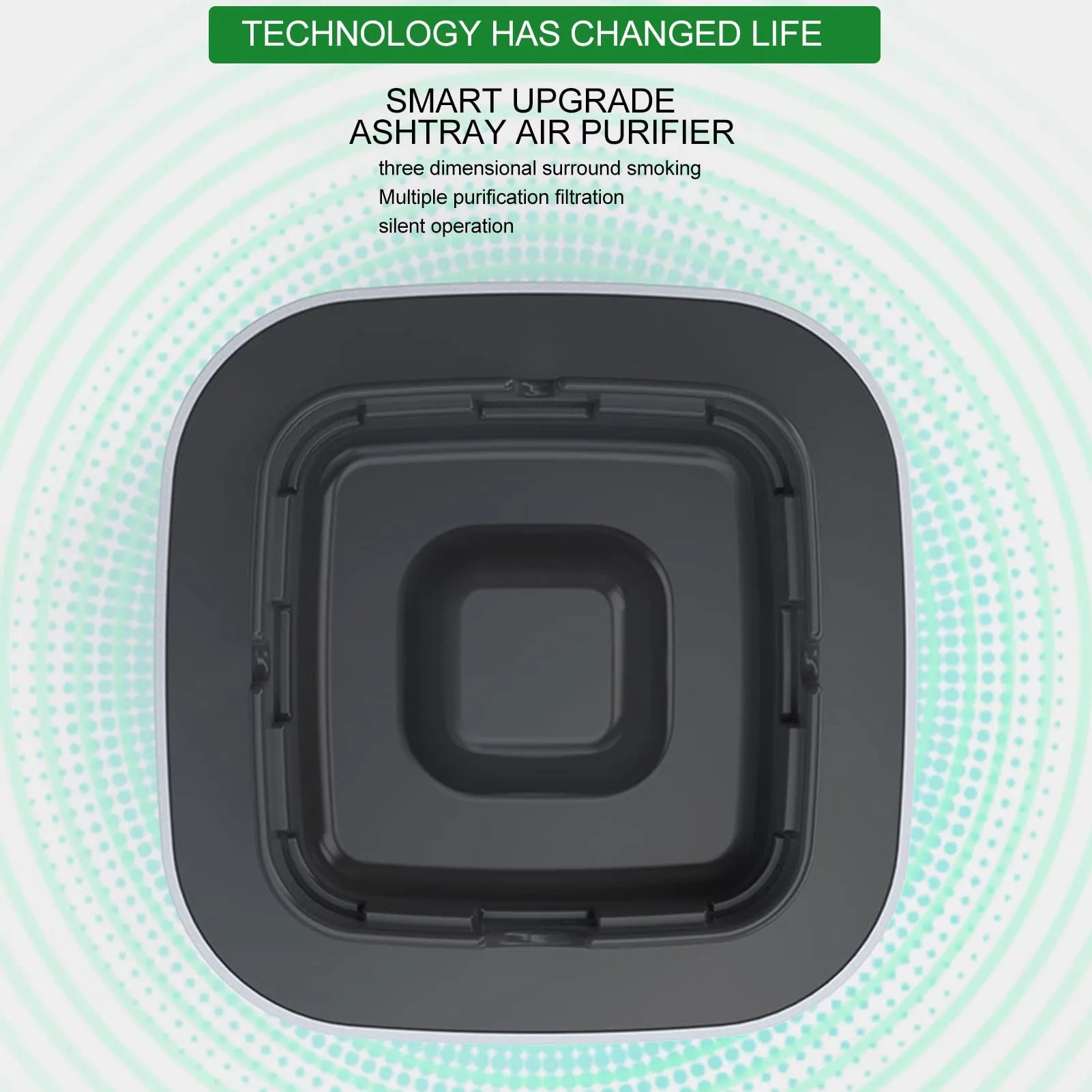 Smokeless Ashtray, Double Layer Separation Air Purifier Ashtray Automatic Timer Multiple Purification Filtration for Bedroom Office