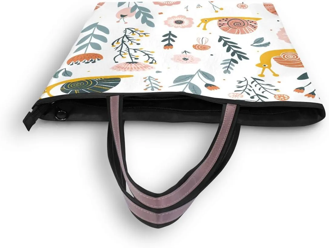Snails on Flower Shoulder Bags Large Handle Ladies Handbag
