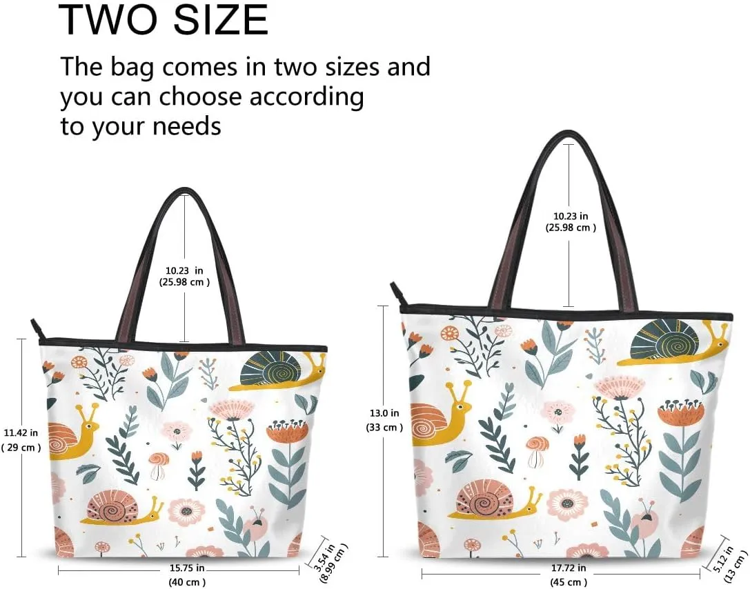 Snails on Flower Shoulder Bags Large Handle Ladies Handbag