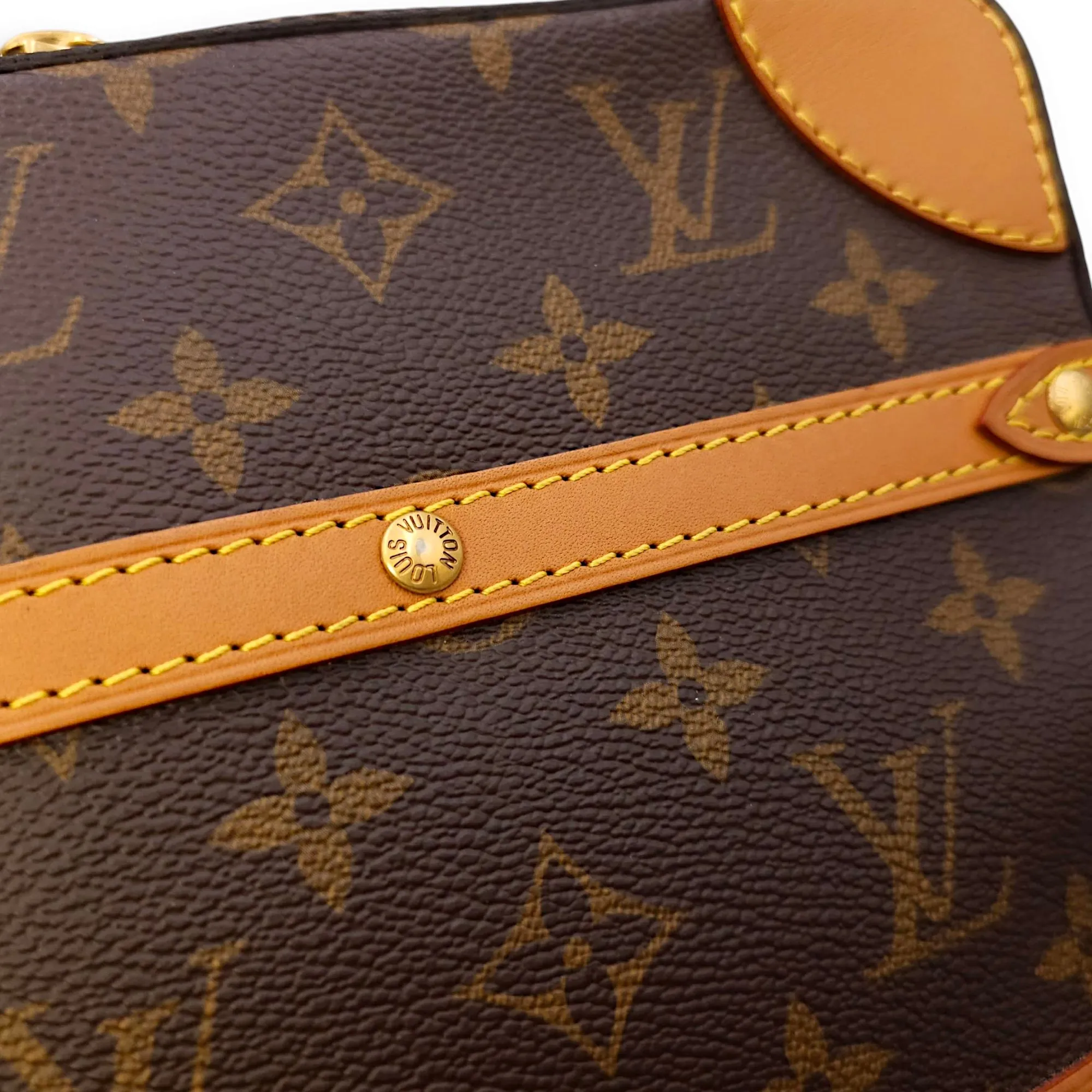 Soft Trunk PM Brown Crossbody Bag in Canvas, Calf, Gold hardware