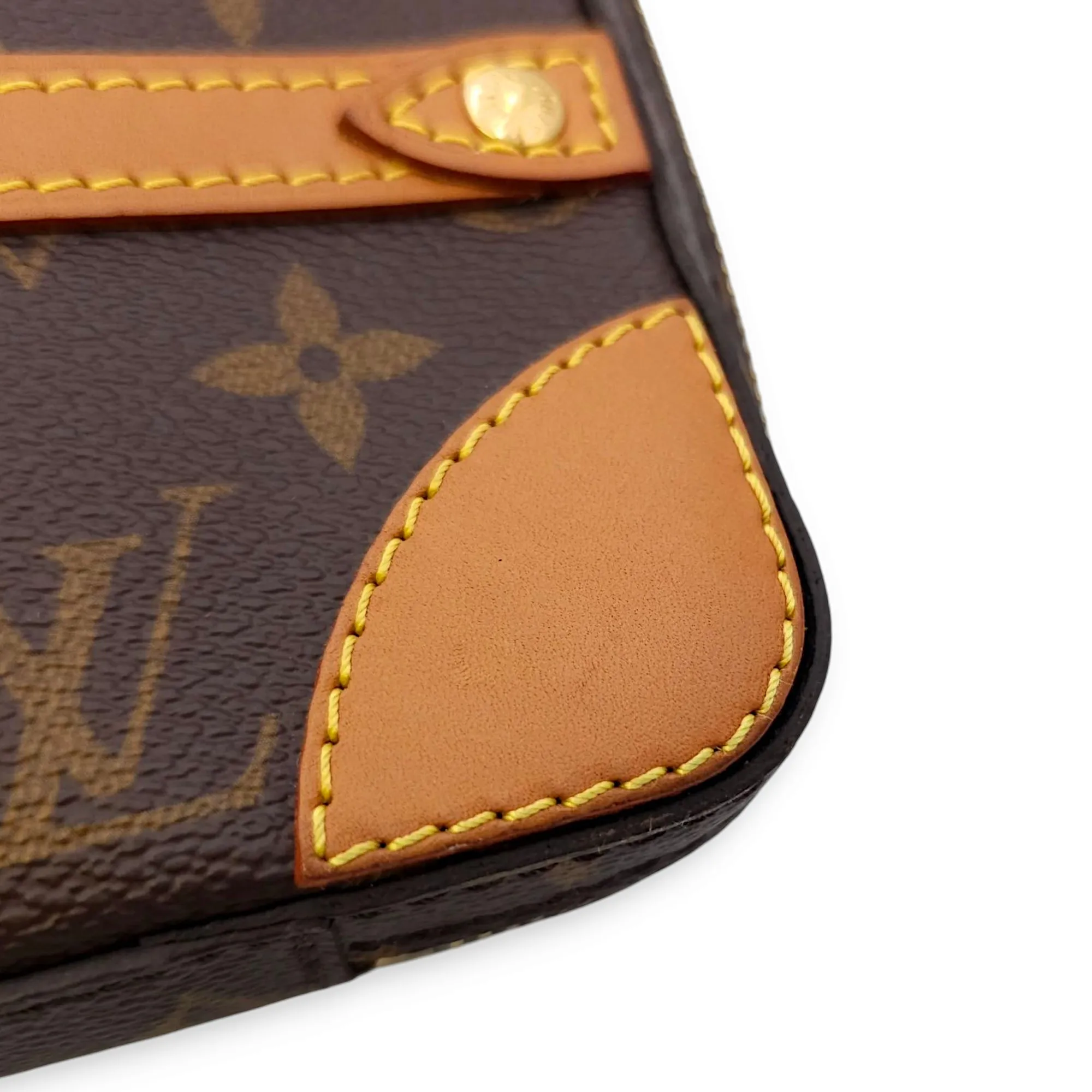Soft Trunk PM Brown Crossbody Bag in Canvas, Calf, Gold hardware
