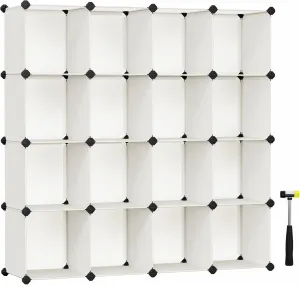 SONGMICS Cube Storage Organizer, Set of 16 Plastic Cubes, Closet Organizers and Storage, Room Organization, Bedroom Living Room, 12.2 x 48.4 x 48.4 Inches, Cream White ULPC442M01