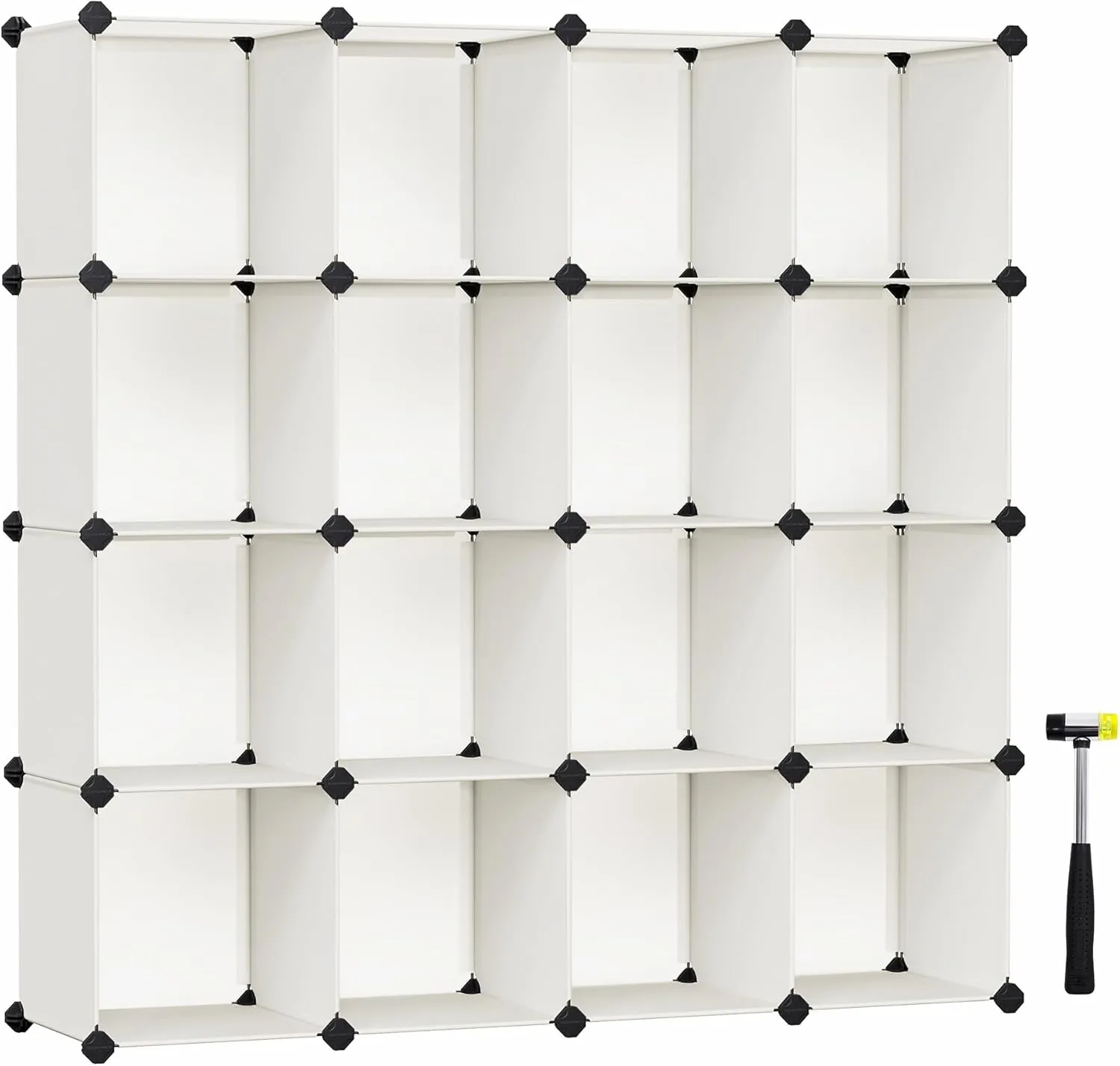 SONGMICS Cube Storage Organizer, Set of 16 Plastic Cubes, Closet Organizers and Storage, Room Organization, Bedroom Living Room, 12.2 x 48.4 x 48.4 Inches, Cream White ULPC442M01