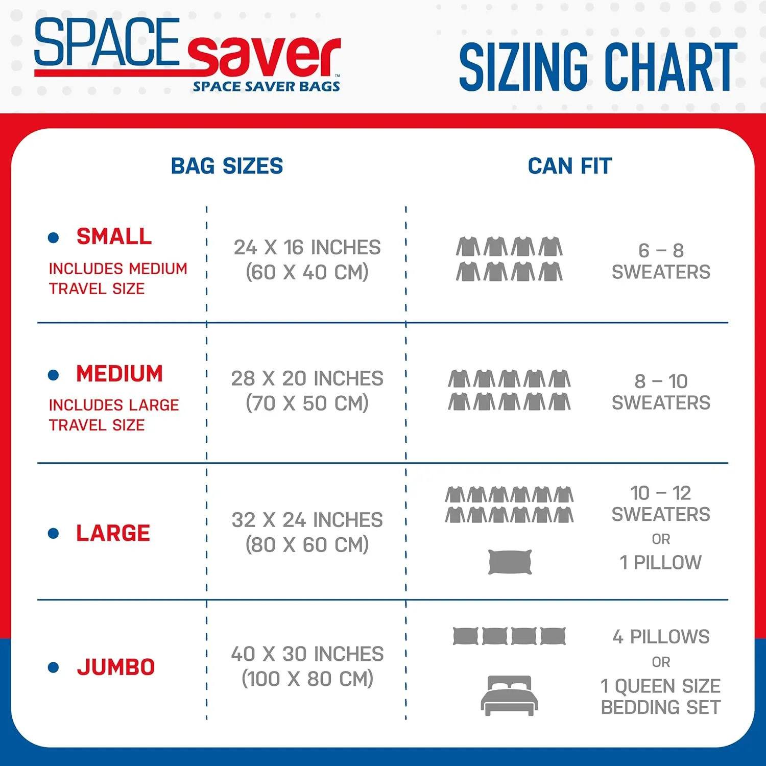 Spacesaver Vacuum Seal Bags for Clothing - Set of 20 (Variety Pack) Compression Storage Bag for Comforters and Bedding - Airtight Travel Packing Bags with Hand Pump