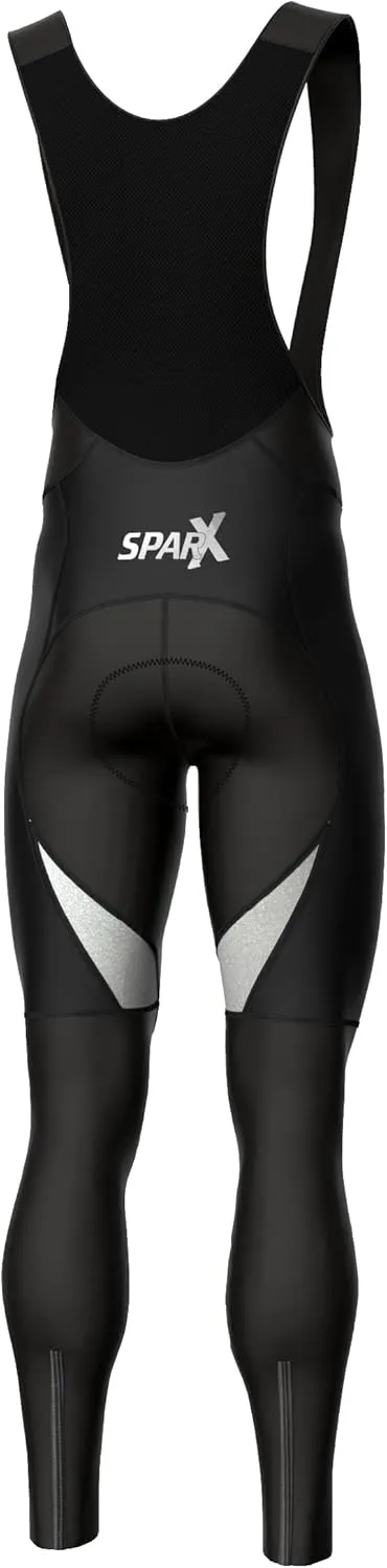 Sparx Men Winter Cycling Thermal Roubaix Bib Tights Padded Bib Pants High Viz Bike Leggings
