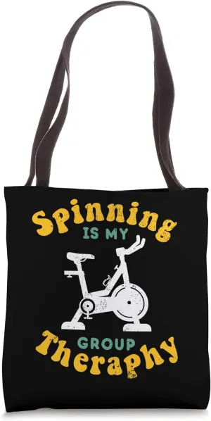 Spinning Class Indoor Cycling Spin Bike Workout Spin Therapy Tote Bag