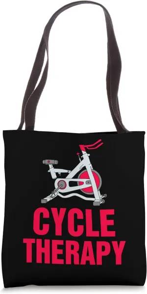 Spinning Class Indoor Cycling Spin Bike Workout Spin Therapy Tote Bag